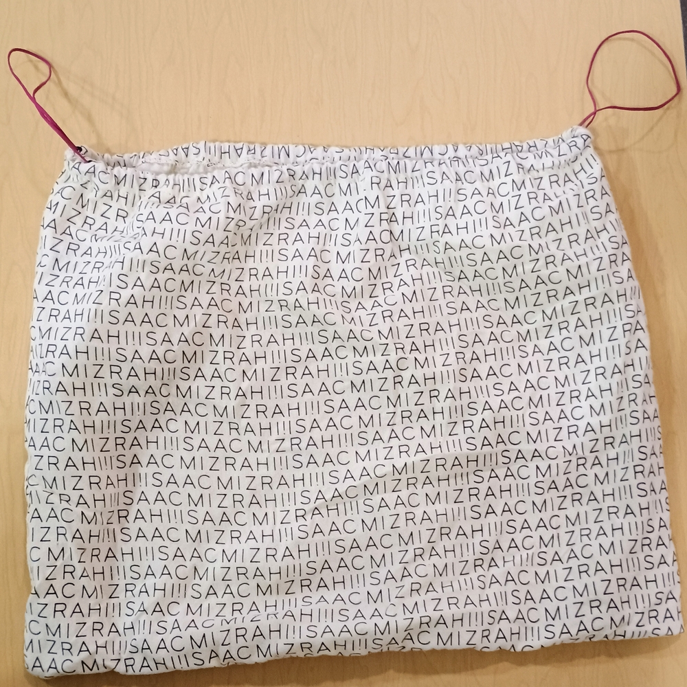 Isaac Mizrahi White and Black Print Drawstring Bag